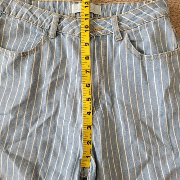 Stella‎ Laguna Beach Sz S Blue & White Striped High Rise Straight Leg Jeans - Picture 9 of 10